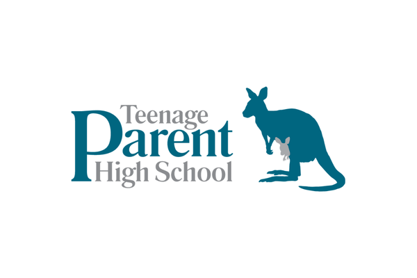 teenage parent high school logo with blue kangaroo