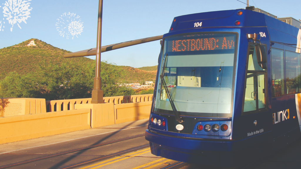 The Sun Lin streetcar passes "A" Mountain