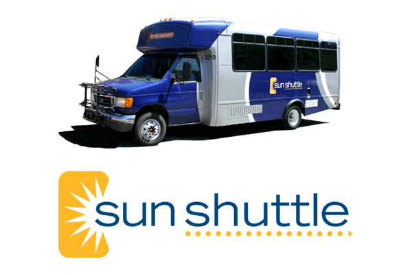 sun shuttle vehicle and logo