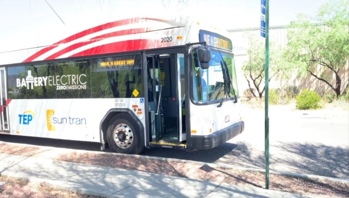 side view of electric bus