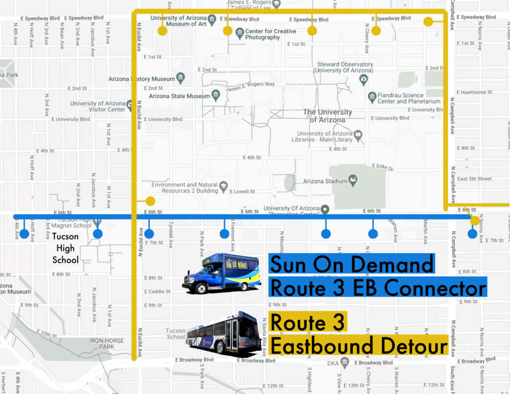 Route 3 Eastbound travel options during 4th Avenue Spring Street Fair