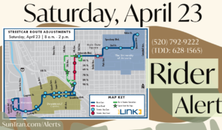 Streetcar rider alert Saturday, April 23