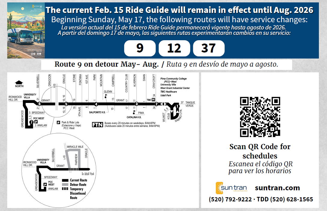 bus poster about May schedule changes