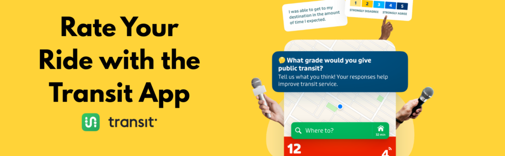 Rate your ride with the transit app image banner.